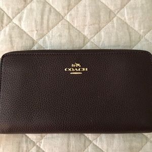 Coach Burgundy Leather Zip-around wallet